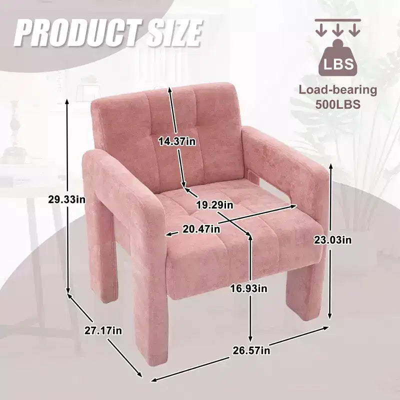 Fauteuil d'appoint moderne TUYOHW, fauteuil simple rembourré en chenille avec accoudoirs rembourrés, chaise longue pour salon, chambre, bureau, capacité de 227 kg