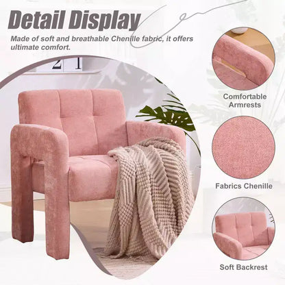 Fauteuil d'appoint moderne TUYOHW, fauteuil simple rembourré en chenille avec accoudoirs rembourrés, chaise longue pour salon, chambre, bureau, capacité de 227 kg
