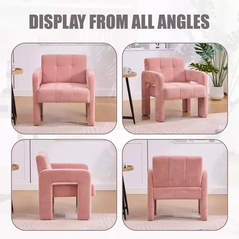 Fauteuil d'appoint moderne TUYOHW, fauteuil simple rembourré en chenille avec accoudoirs rembourrés, chaise longue pour salon, chambre, bureau, capacité de 227 kg