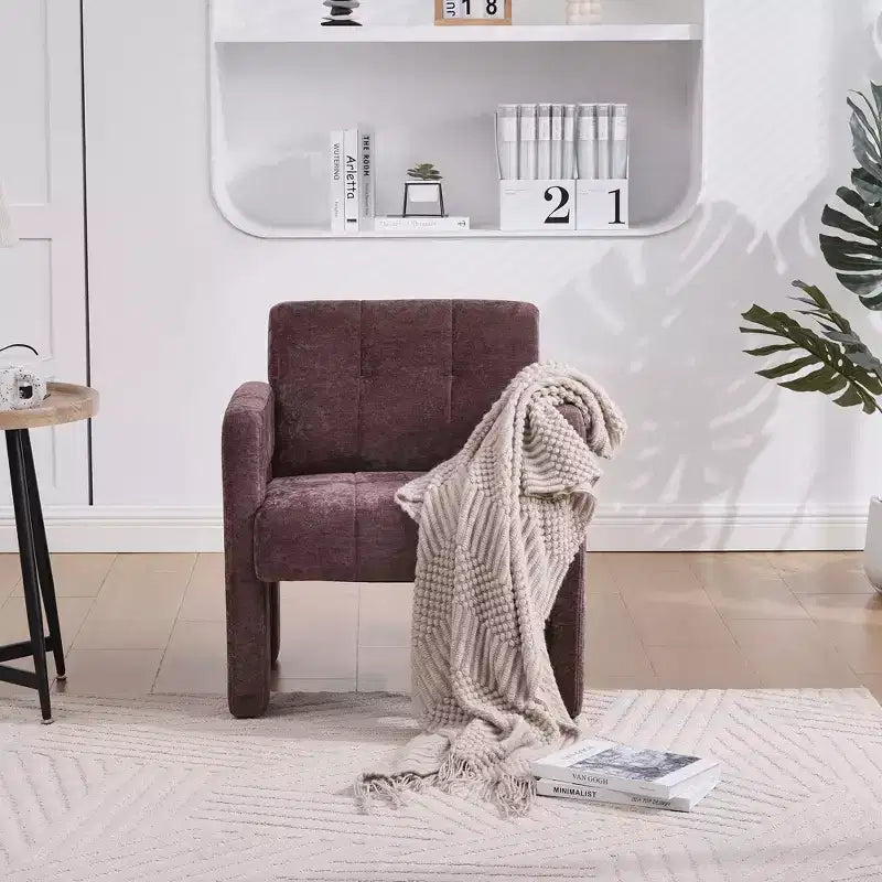 Fauteuil d'appoint moderne TUYOHW, fauteuil simple rembourré en chenille avec accoudoirs rembourrés, chaise longue pour salon, chambre, bureau, capacité de 227 kg