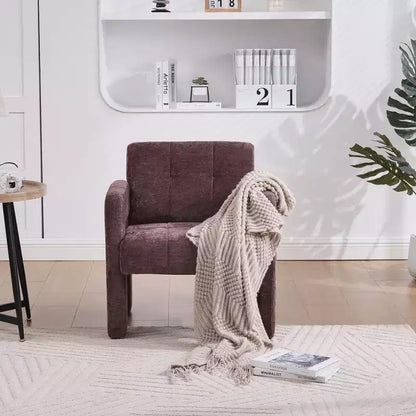 Fauteuil d'appoint moderne TUYOHW, fauteuil simple rembourré en chenille avec accoudoirs rembourrés, chaise longue pour salon, chambre, bureau, capacité de 227 kg