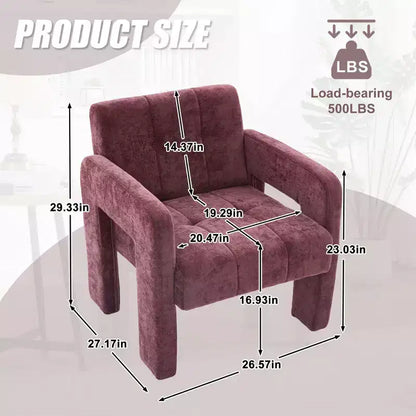 Fauteuil d'appoint moderne TUYOHW, fauteuil simple rembourré en chenille avec accoudoirs rembourrés, chaise longue pour salon, chambre, bureau, capacité de 227 kg