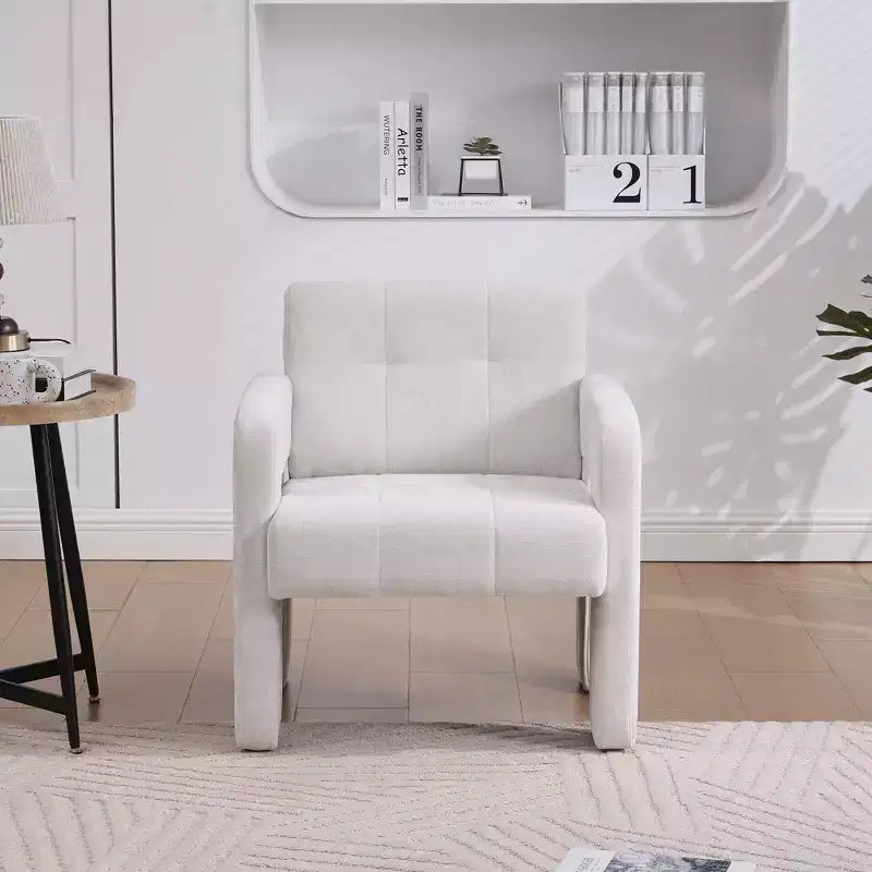 Fauteuil d'appoint moderne TUYOHW, fauteuil simple rembourré en chenille avec accoudoirs rembourrés, chaise longue pour salon, chambre, bureau, capacité de 227 kg