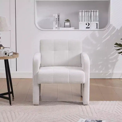 Fauteuil d'appoint moderne TUYOHW, fauteuil simple rembourré en chenille avec accoudoirs rembourrés, chaise longue pour salon, chambre, bureau, capacité de 227 kg