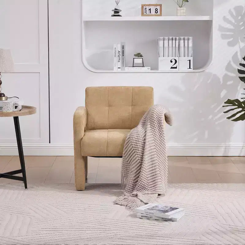 Fauteuil d'appoint moderne TUYOHW, fauteuil simple rembourré en chenille avec accoudoirs rembourrés, chaise longue pour salon, chambre, bureau, capacité de 227 kg
