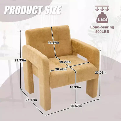 Fauteuil d'appoint moderne TUYOHW, fauteuil simple rembourré en chenille avec accoudoirs rembourrés, chaise longue pour salon, chambre, bureau, capacité de 227 kg