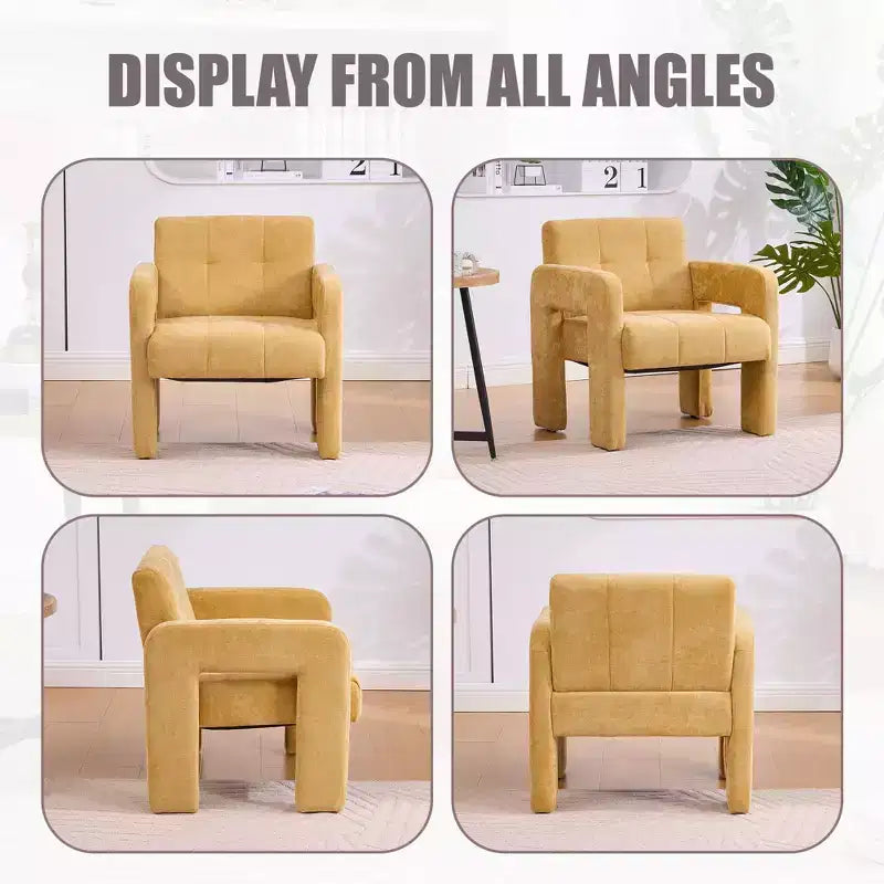Fauteuil d'appoint moderne TUYOHW, fauteuil simple rembourré en chenille avec accoudoirs rembourrés, chaise longue pour salon, chambre, bureau, capacité de 227 kg
