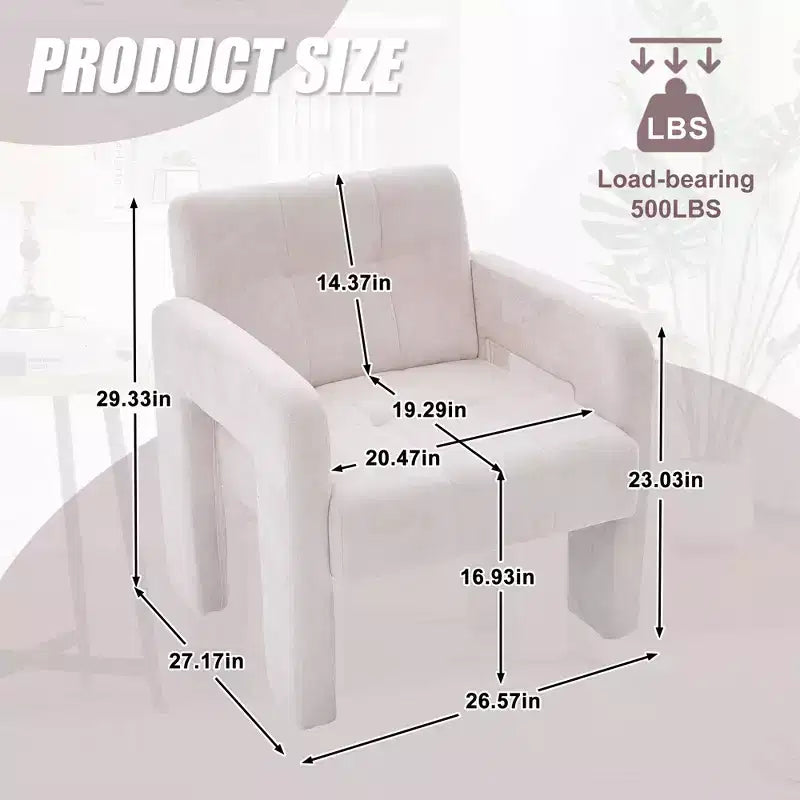 Fauteuil d'appoint moderne TUYOHW, fauteuil simple rembourré en chenille avec accoudoirs rembourrés, chaise longue pour salon, chambre, bureau, capacité de 227 kg