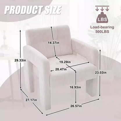 Fauteuil d'appoint moderne TUYOHW, fauteuil simple rembourré en chenille avec accoudoirs rembourrés, chaise longue pour salon, chambre, bureau, capacité de 227 kg