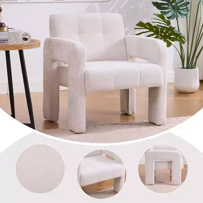 Fauteuil d'appoint moderne TUYOHW, fauteuil simple rembourré en chenille avec accoudoirs rembourrés, chaise longue pour salon, chambre, bureau, capacité de 227 kg
