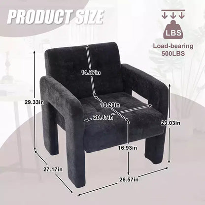 Fauteuil d'appoint moderne TUYOHW, fauteuil simple rembourré en chenille avec accoudoirs rembourrés, chaise longue pour salon, chambre, bureau, capacité de 227 kg