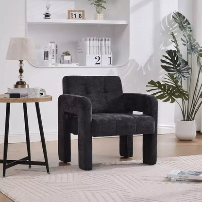 Fauteuil d'appoint moderne TUYOHW, fauteuil simple rembourré en chenille avec accoudoirs rembourrés, chaise longue pour salon, chambre, bureau, capacité de 227 kg