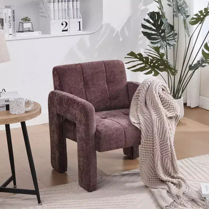 Fauteuil d'appoint moderne TUYOHW, fauteuil simple rembourré en chenille avec accoudoirs rembourrés, chaise longue pour salon, chambre, bureau, capacité de 227 kg
