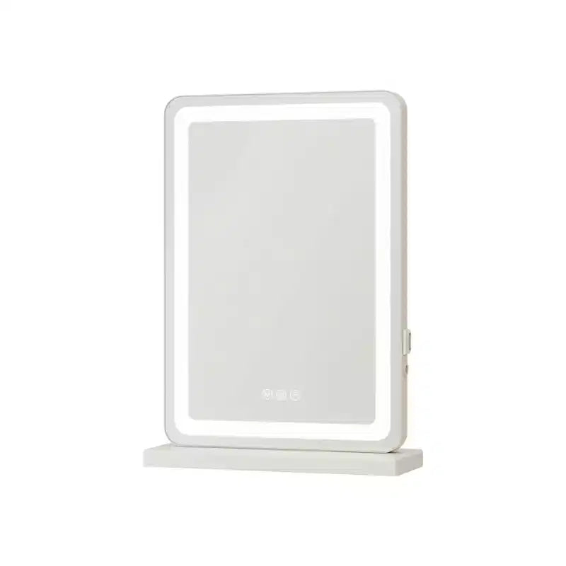 HomeRoots 18 Clear Lighted Freestanding Frameless Makeup Shaving Tabletop Mirror