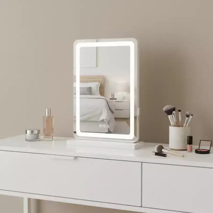 Miroir de table autonome sans cadre éclairé HomeRoots 18 pour maquillage et rasage