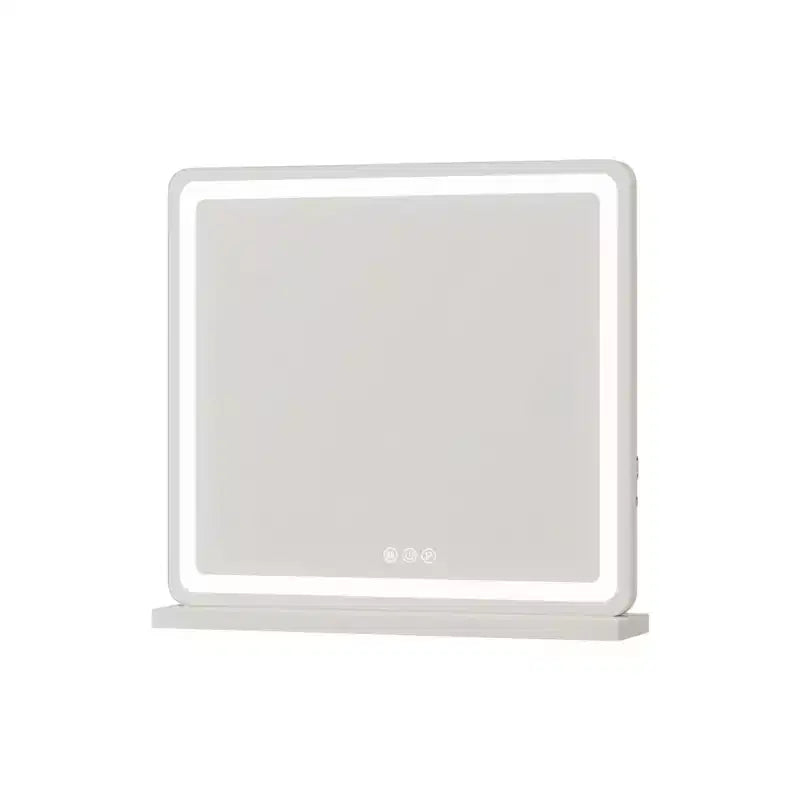 HomeRoots 22 Clear Lighted Freestanding Frameless Makeup Shaving Tabletop Mirror