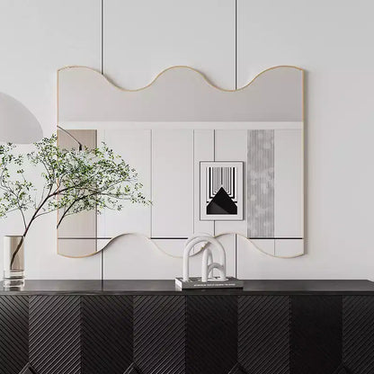 Miroir Moderne à Cadre Métallique - 30x35 Pouces, Design à Bord Courbé, Options de Montage Double - Idéal pour la Décoration du Salon et de l'Entrée