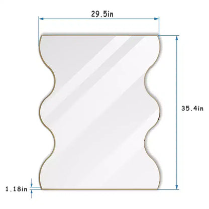 Miroir Moderne à Cadre Métallique - 30x35 Pouces, Design à Bord Courbé, Options de Montage Double - Idéal pour la Décoration du Salon et de l'Entrée