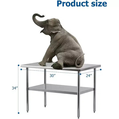 Table de travail en acier inoxydable certifiée NSF, robuste, pour cuisine commerciale, avec étagère inférieure, pour la maison, le restaurant, l'hôtel, argent