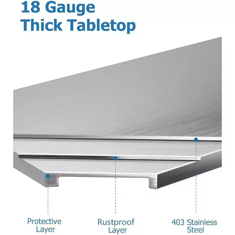 Table de travail en acier inoxydable certifiée NSF, robuste, pour cuisine commerciale, avec étagère inférieure, pour la maison, le restaurant, l'hôtel, argent