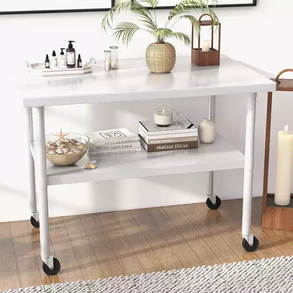 Table de travail en acier inoxydable certifiée NSF, robuste, pour cuisine commerciale, avec étagère inférieure, pour la maison, le restaurant, l'hôtel, argent