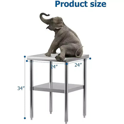 Table de travail en acier inoxydable certifiée NSF, robuste, pour cuisine commerciale, avec étagère inférieure, pour la maison, le restaurant, l'hôtel, argent