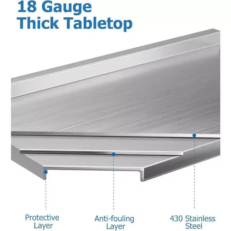 Table de travail en acier inoxydable certifiée NSF, robuste, pour cuisine commerciale, avec étagère inférieure, pour la maison, le restaurant, l'hôtel, argent