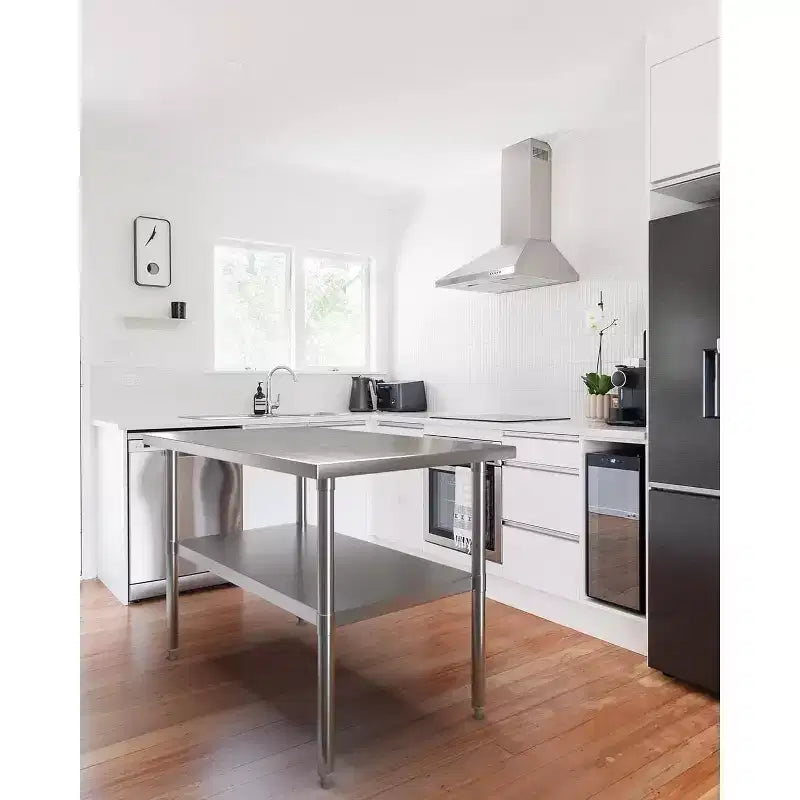 Table de travail en acier inoxydable certifiée NSF, robuste, pour cuisine commerciale, avec étagère inférieure, pour la maison, le restaurant, l'hôtel, argent