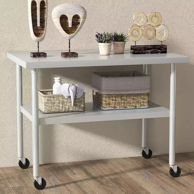 Table de travail en acier inoxydable certifiée NSF, robuste, pour cuisine commerciale, avec étagère inférieure, pour la maison, le restaurant, l'hôtel, argent