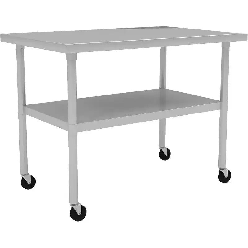 Table de travail en acier inoxydable certifiée NSF, robuste, pour cuisine commerciale, avec étagère inférieure, pour la maison, le restaurant, l'hôtel, argent