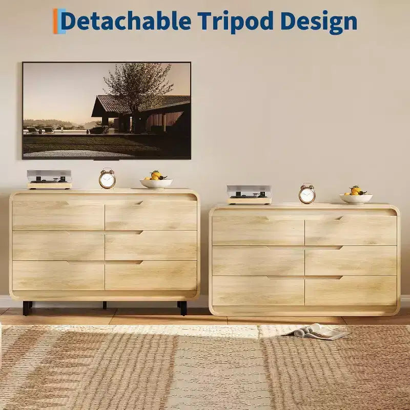 Commode à 6 tiroirs pour chambre à coucher, commode en bois moderne de 120 cm de large avec grand espace de rangement en bois, commode pour salon, couloir