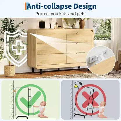 Commode à 6 tiroirs pour chambre à coucher, commode en bois moderne de 120 cm de large avec grand espace de rangement en bois, commode pour salon, couloir