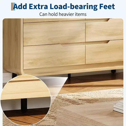 Commode à 6 tiroirs pour chambre à coucher, commode en bois moderne de 120 cm de large avec grand espace de rangement en bois, commode pour salon, couloir