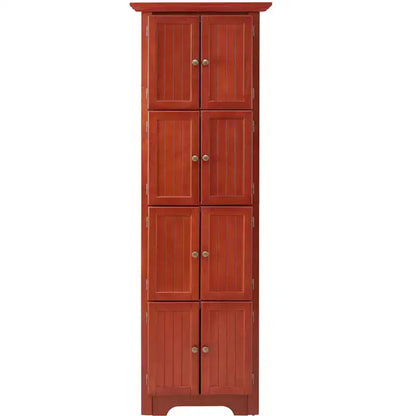 Étagère de cuisine d'angle à 4 niveaux, Armoire de rangement d'angle haute à 8 portes avec étagères réglables, Armoire bibliothèque de style ferme pour salon