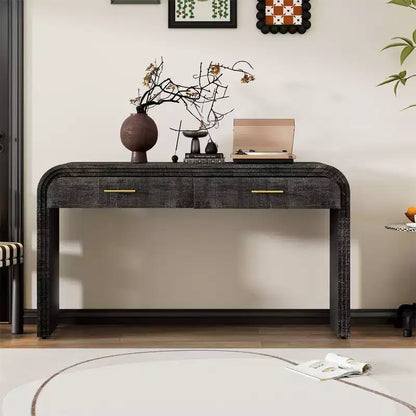 Vintage Console Table with 2 Drawers, Entryway Sofa Table for Living Room Hallway Bedroom in Natural or Antique Black