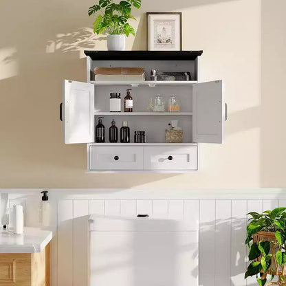 Armoire murale de salle de bain - Armoire à pharmacie avec portes coulissantes et étagère réglable - Armoire murale pour salle de bain, cuisine, buanderie, entrée