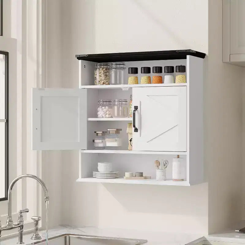 Armoire murale de salle de bain - Armoire à pharmacie avec portes coulissantes et étagère réglable - Armoire murale pour salle de bain, cuisine, buanderie, entrée