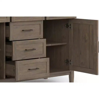 Cantina Bois massif 54 pouces de large Buffet rectangulaire de style transitionnel Marron fumé
