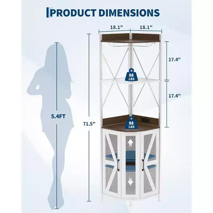 Étagère d'angle de cuisine à 4 niveaux, armoire autoportante pliable, étagère de rangement industrielle en métal et bois pour petits espaces, salon et cuisine