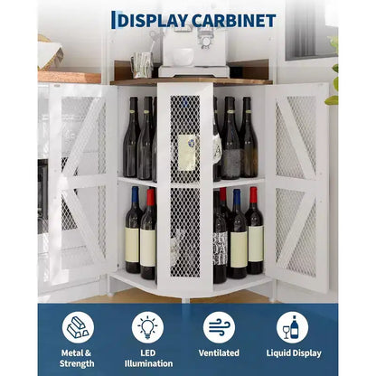 Étagère d'angle de cuisine à 4 niveaux, armoire autoportante pliable, étagère de rangement industrielle en métal et bois pour petits espaces, salon et cuisine