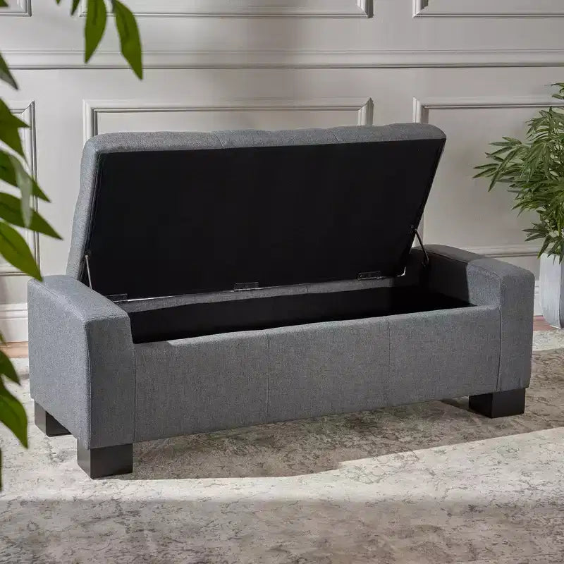 Banc ottoman de rangement Zeus & Ruta Gray pour salon, bureau et chambre à coucher