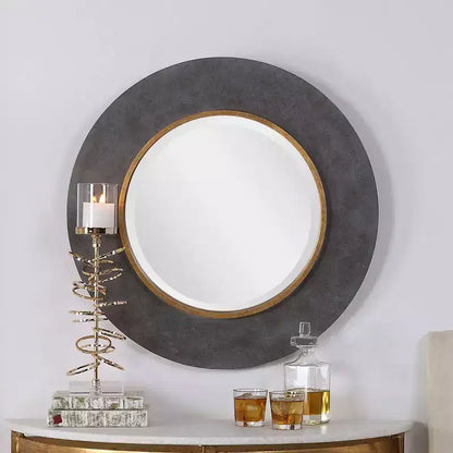 Miroir mural rond Uttermost Saul Charcoal Concrete 30