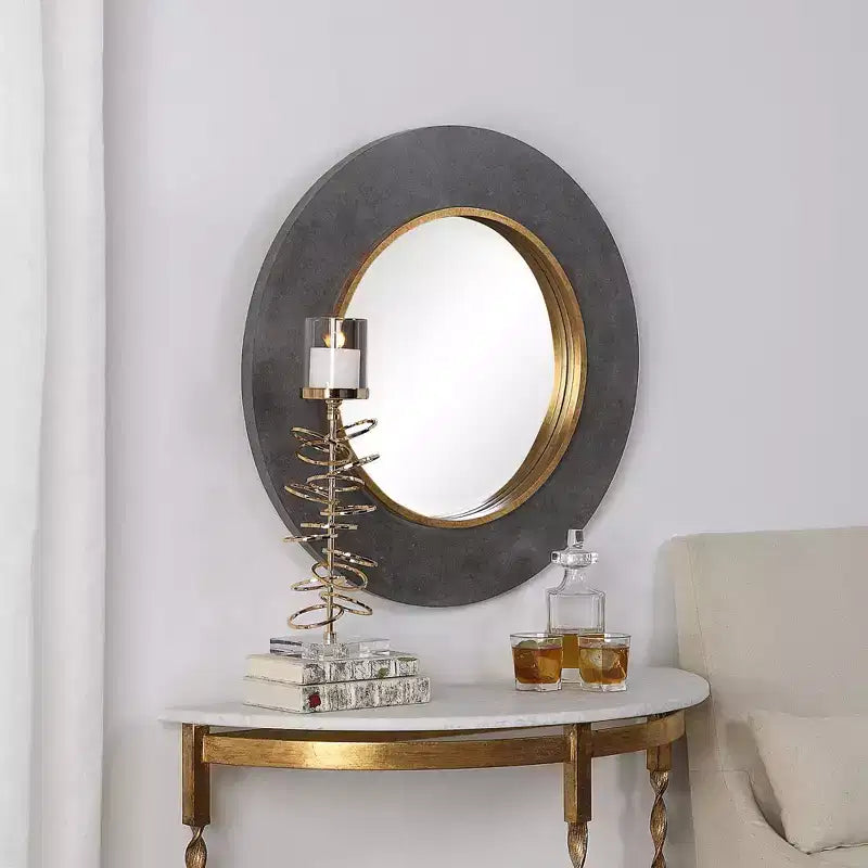 Miroir mural rond Uttermost Saul Charcoal Concrete 30