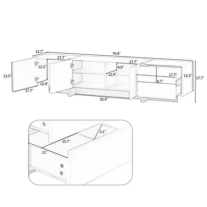 Meuble TV rectangulaire minimaliste moderne noir et blanc JVNOXK, un meuble TV au design unique adapté aux téléviseurs de moins de 80 pouces, parfait pour les salons.