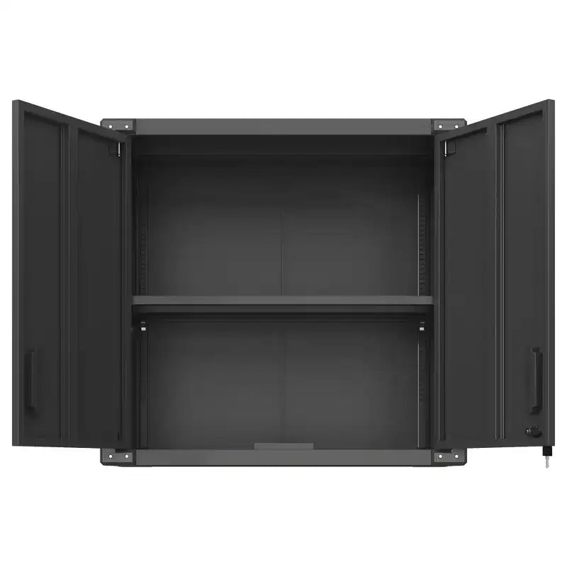 Metal Wall-Mounted Tool Storage Cabinet, Locking Storage Cabinet with 1 Adjustable Shelf and 1 Opened Drawer for Basement, Home, Kitchen