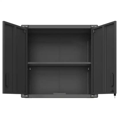 Metal Wall-Mounted Tool Storage Cabinet, Locking Storage Cabinet with 1 Adjustable Shelf and 1 Opened Drawer for Basement, Home, Kitchen