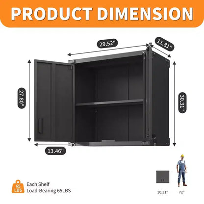 Armoire de rangement murale en métal, Armoire de rangement verrouillable avec 1 étagère réglable et 1 tiroir ouvert pour sous-sol, maison, cuisine