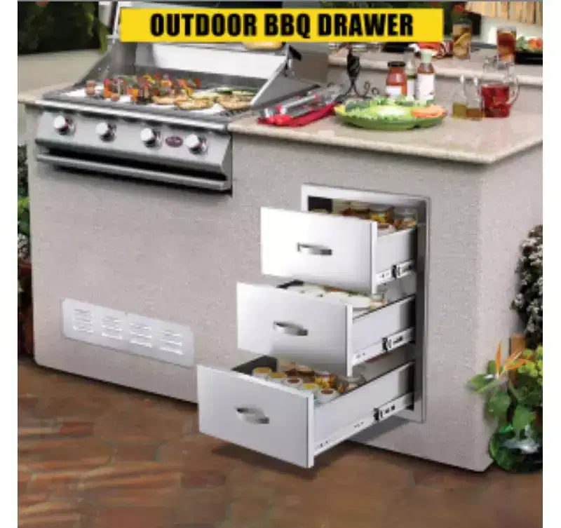 Stainless Steel 3-Drawer Cabinet with Ventilation Panels,