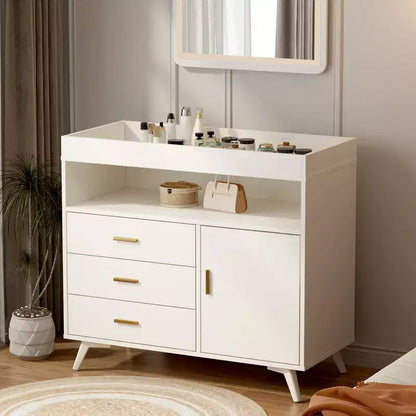 Commode à langer en bois GustoWave avec 3 tiroirs et étagères, Station à langer et organisateur de rangement pour bébé