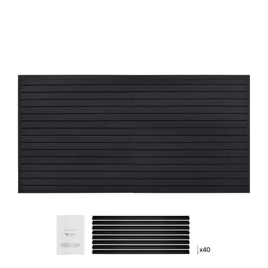 VEVOR Slat Wall Paneling, 8 x 4 ft, PVC Garage Slatwall with Modular Design, Black Slat Wall Easy-to-Install Adjustable Slatwall Panel, Black